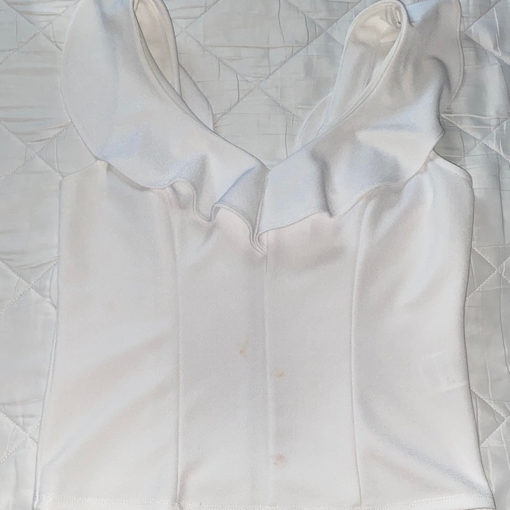 Bar III White Ruffle Blouse